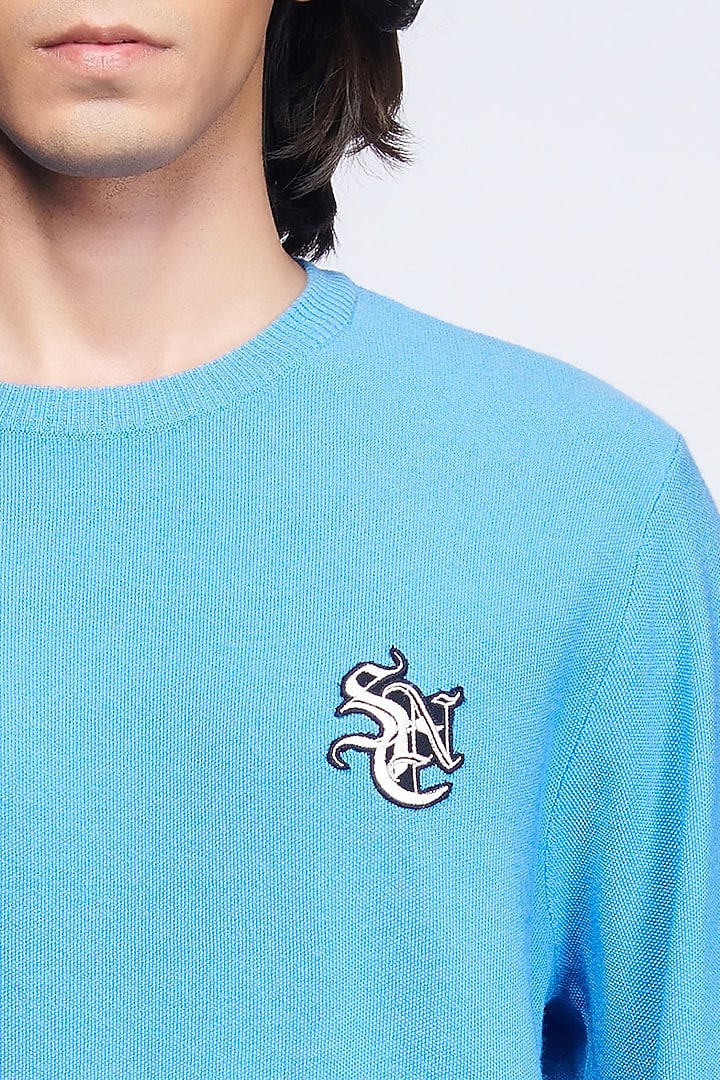 Light Blue Merino Wool Sweater by S&N by Shantnu Nikhil Men at Pernia's Pop Up Shop