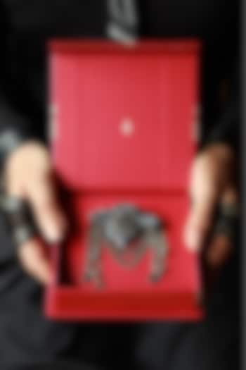 Grey Leather Embellished Brooch by S&N by Shantnu Nikhil Men at Pernia's Pop Up Shop