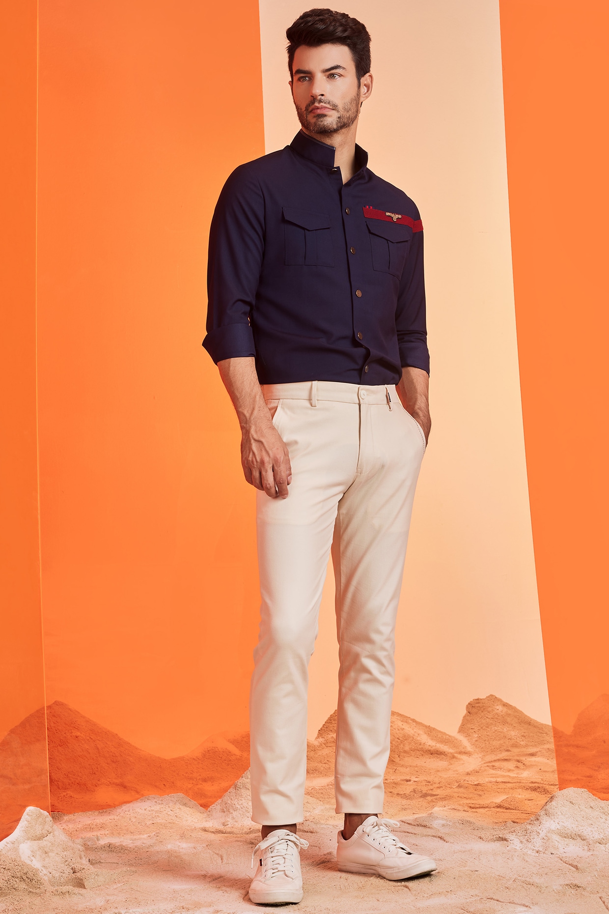 Linen Half Sleeve Orange Plain Shirt, Formal Wear at Rs 280 in Jaipur