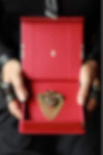 Chocolate Leatherette Adamas Brooch by S&N by Shantnu Nikhil Men at Pernia's Pop Up Shop