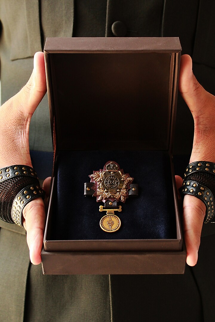 Cherry Leatherette Brooch by S&N by Shantnu Nikhil Men at Pernia's Pop Up Shop