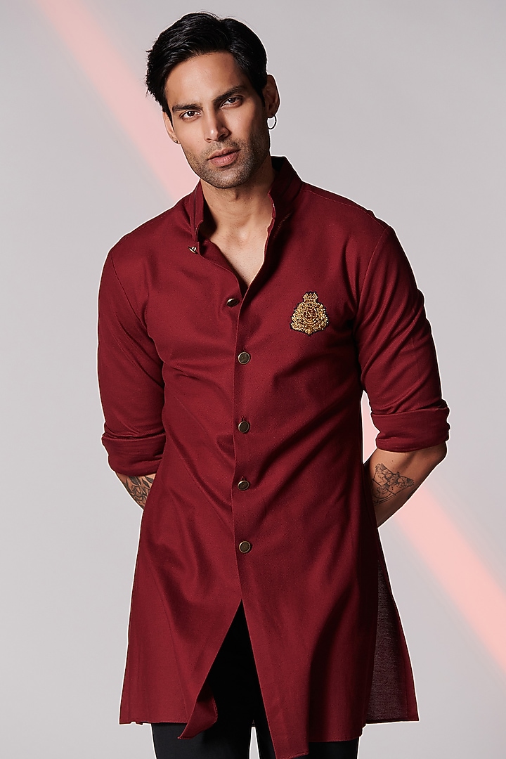 Cherry Embroidered Kurta by S&N by Shantnu Nikhil Men at Pernia's Pop Up Shop