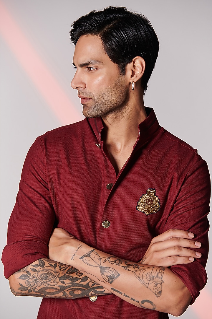Cherry Embroidered Kurta by S&N by Shantnu Nikhil Men at Pernia's Pop Up Shop