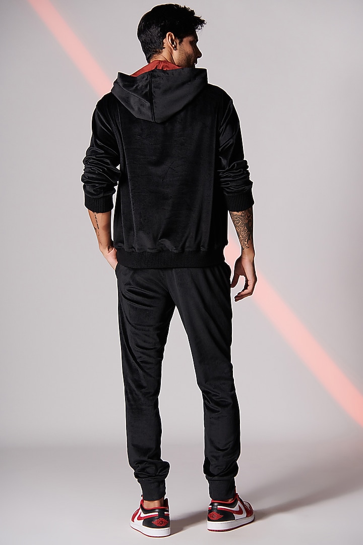 Black Velvet Hoodie by S&N by Shantnu Nikhil Men at Pernia's Pop Up Shop