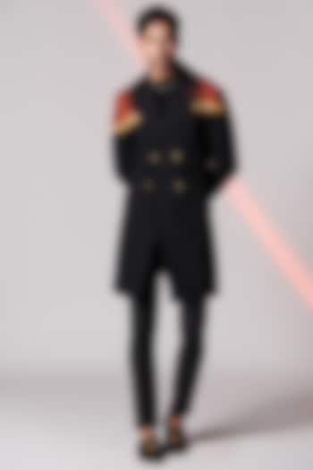 Black & Rust Cotton Trench Coat by S&N by Shantnu Nikhil Men at Pernia's Pop Up Shop