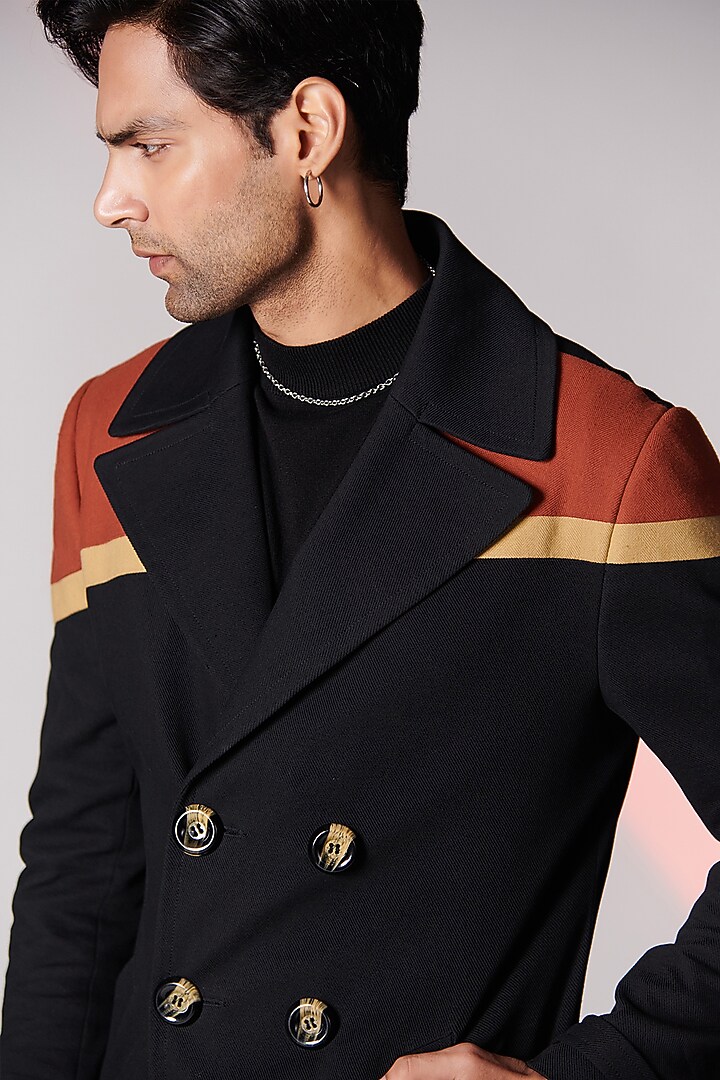 Black & Rust Cotton Trench Coat by S&N by Shantnu Nikhil Men at Pernia's Pop Up Shop