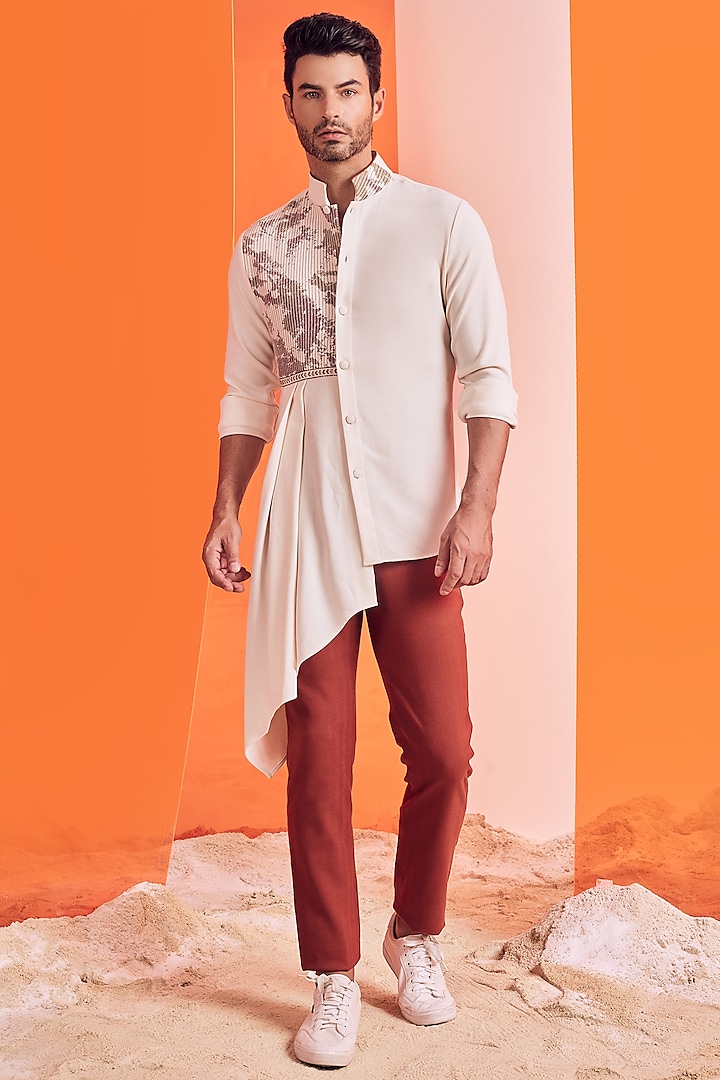 Off-White Embroidered Shirt by S&N by Shantnu Nikhil Men