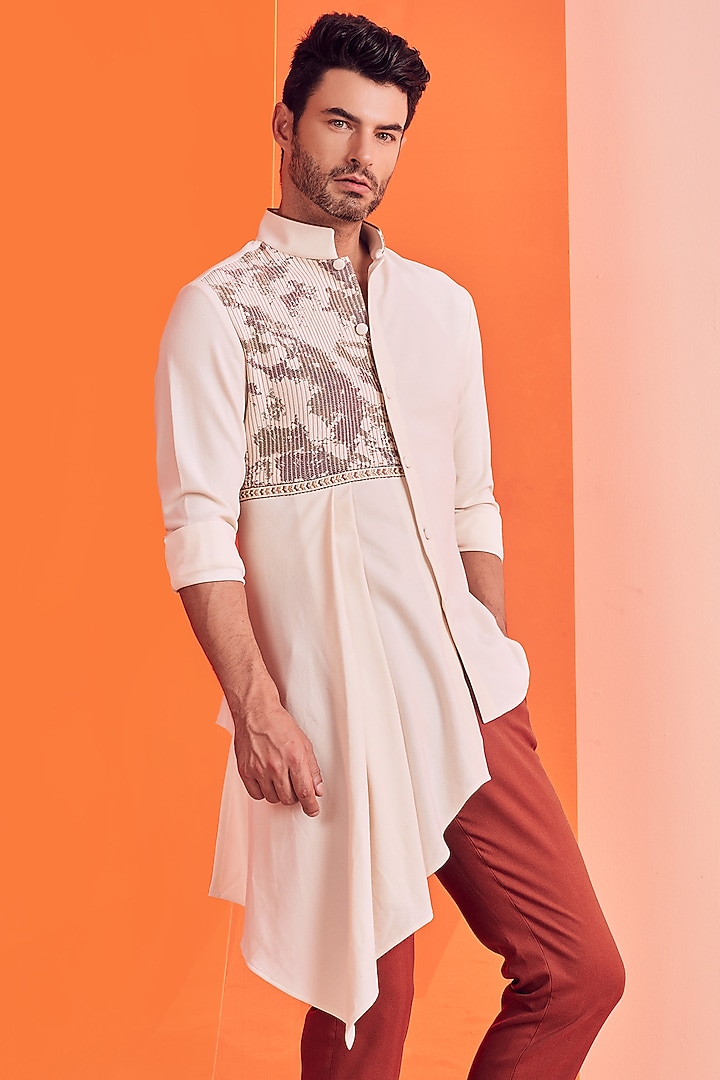 Off-White Embroidered Wedding Shirt by S&N by Shantnu Nikhil Men at Pernia's Pop Up Shop