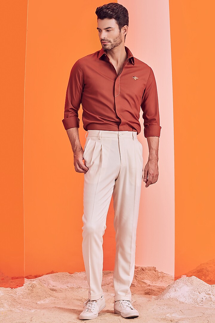 Tan Cotton Party Wear Shirt by S&N by Shantnu Nikhil Men at Pernia's Pop Up Shop