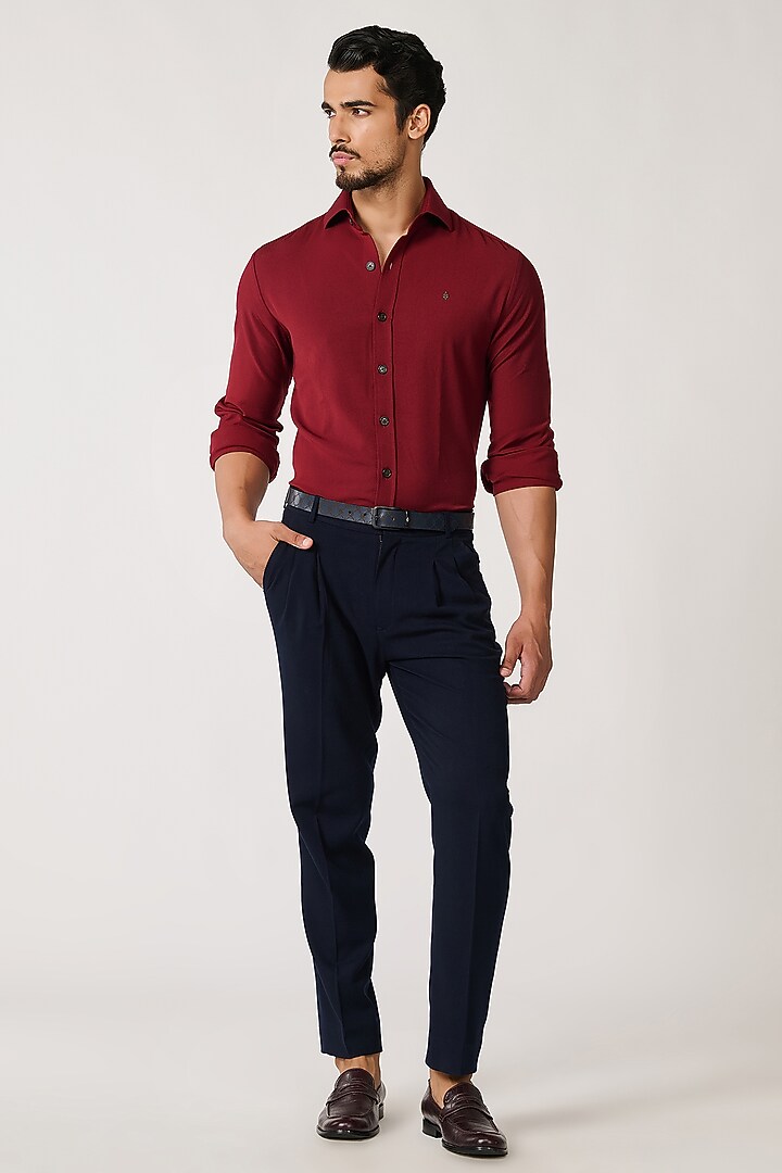Cherry Red Rayon Blend Party Wear Shirt by S&N by Shantnu Nikhil Men at Pernia's Pop Up Shop