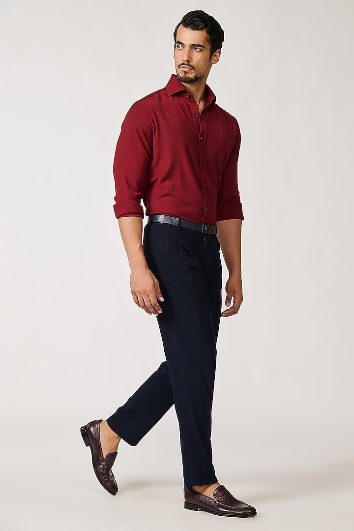 Cherry Red Rayon Blend Party Wear Shirt by S&N by Shantnu Nikhil Men at Pernia's Pop Up Shop