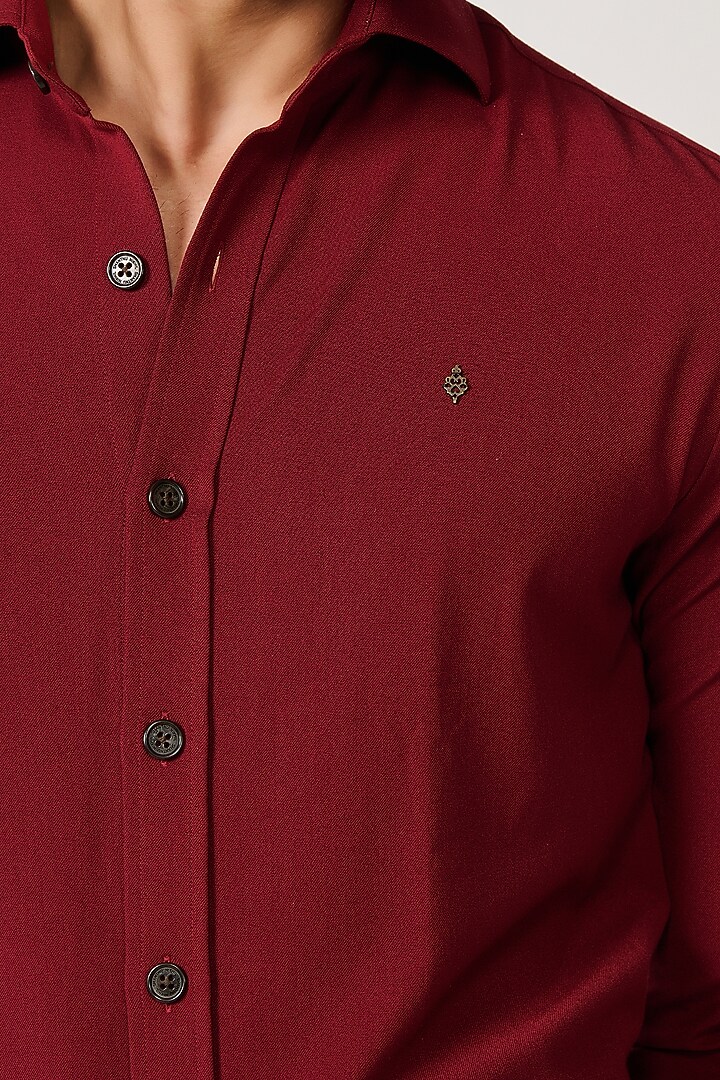 Cherry Red Rayon Blend Party Wear Shirt by S&N by Shantnu Nikhil Men at Pernia's Pop Up Shop
