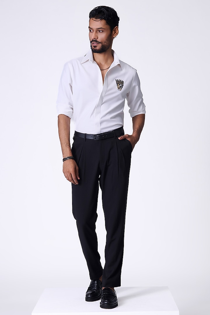 Off-White Terylene Embroidered Wedding Shirt by S&N by Shantnu Nikhil Men at Pernia's Pop Up Shop