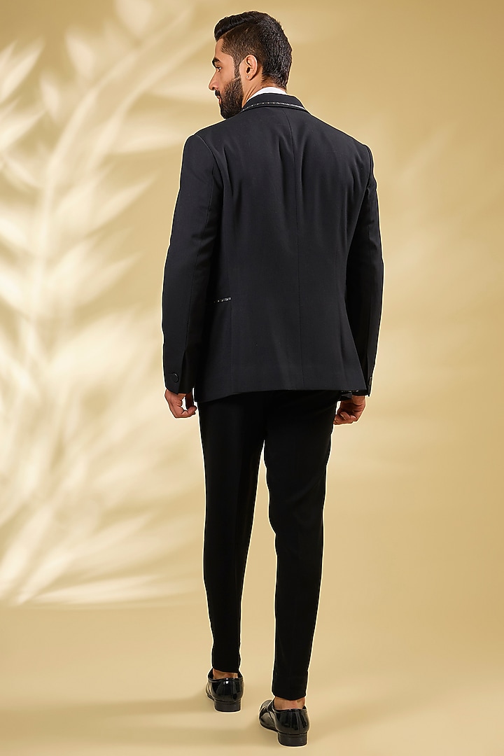 Black Suiting Embellished Tuxedo by S&N by Shantnu Nikhil Men at Pernia's Pop Up Shop