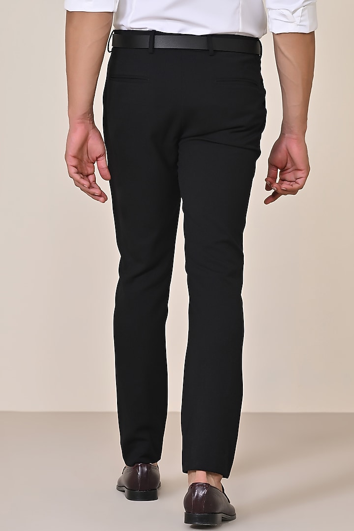 Black Poly Blend Viscose Lycra Trousers by S&N by Shantnu Nikhil Men at Pernia's Pop Up Shop