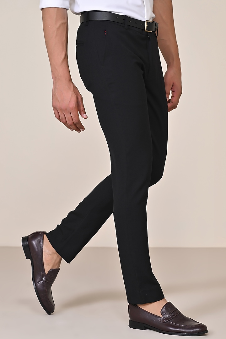 Black Poly Blend Viscose Lycra Trousers by S&N by Shantnu Nikhil Men at Pernia's Pop Up Shop