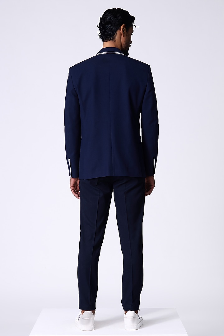 Navy Blue Poly Blend Jacket by S&N by Shantnu Nikhil Men at Pernia's Pop Up Shop