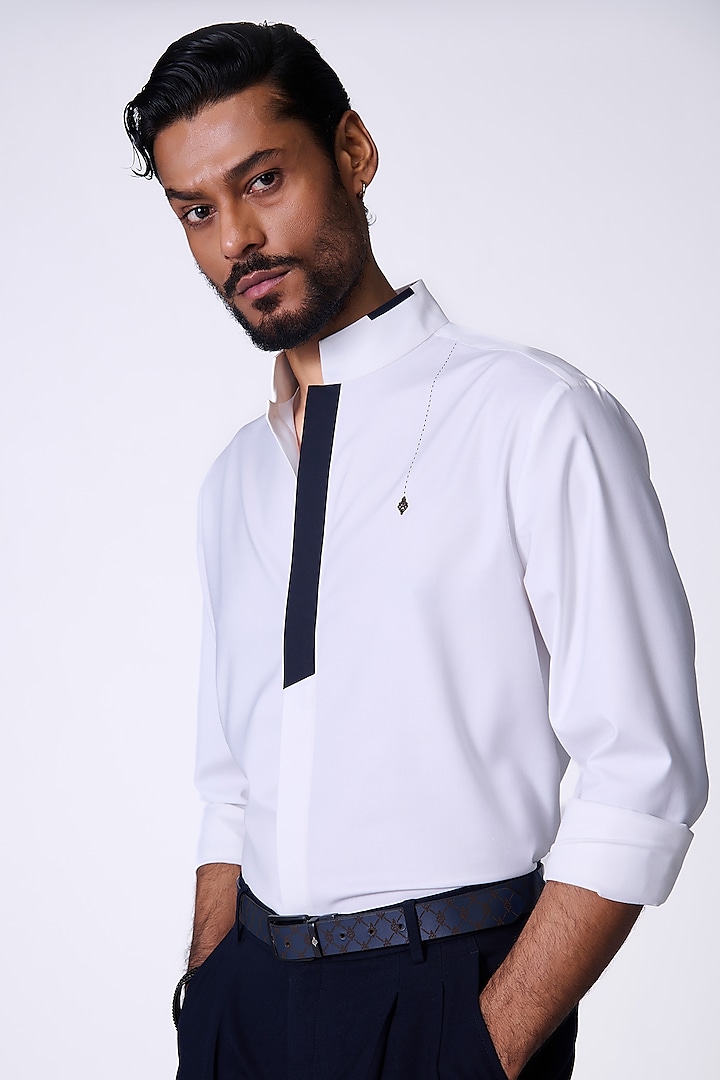 Off-White Terylene Shirt by S&N by Shantnu Nikhil Men at Pernia's Pop Up Shop