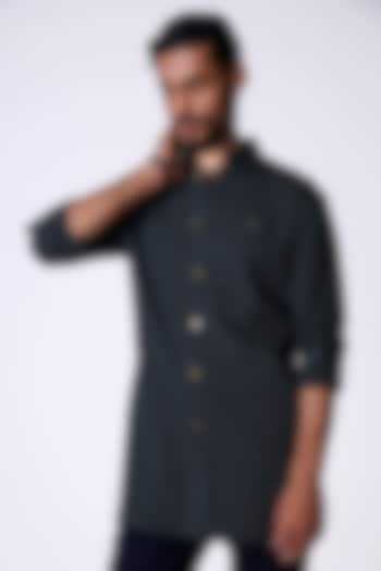 Olive Green Cotton Shirt Kurta by S&N by Shantnu Nikhil Men at Pernia's Pop Up Shop