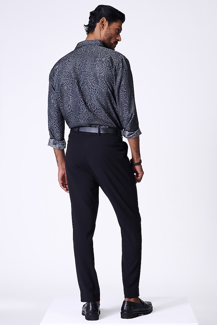 Grey Silk Twill Leopard Printed Wedding Shirt by S&N by Shantnu Nikhil Men at Pernia's Pop Up Shop