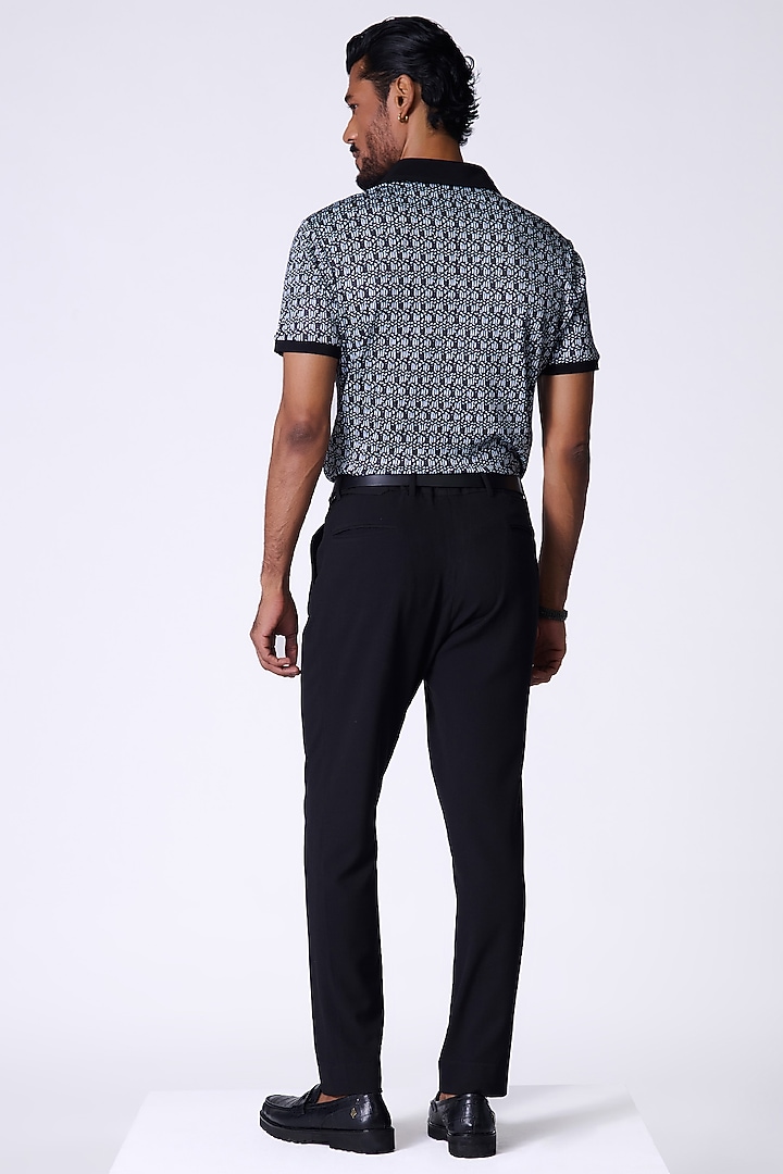 Black Crepe Jersey Braided Printed T-Shirt by S&N by Shantnu Nikhil Men at Pernia's Pop Up Shop