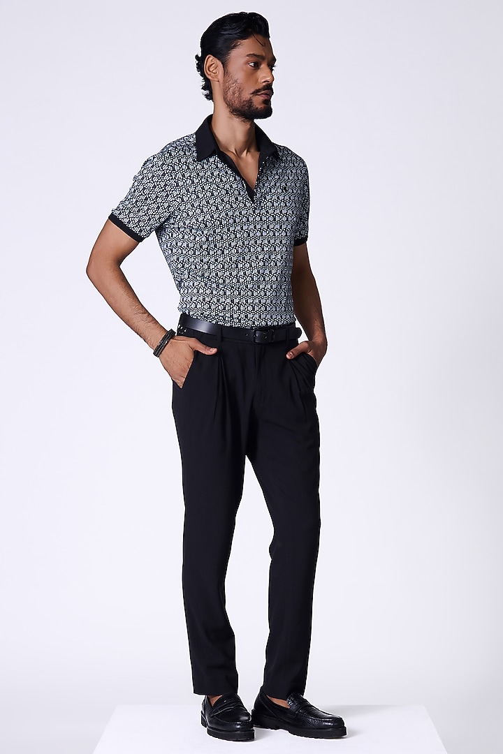 Black Crepe Jersey Braided Printed T-Shirt by S&N by Shantnu Nikhil Men at Pernia's Pop Up Shop