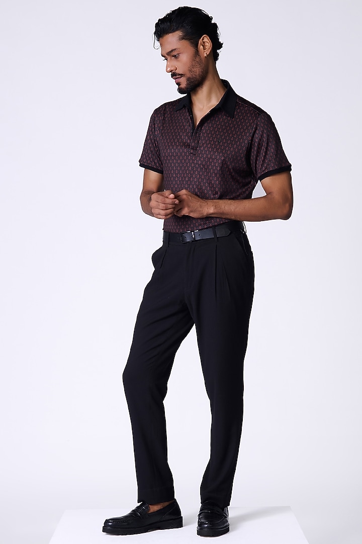 Black Crepe Jersey Adamas Printed T-Shirt by S&N by Shantnu Nikhil Men at Pernia's Pop Up Shop