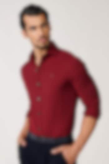 Cherry Red Rayon Blend Shirt by S&N by Shantnu Nikhil Men at Pernia's Pop Up Shop