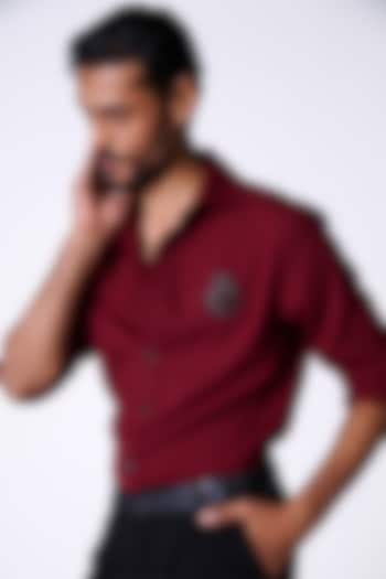 Cherry Red Rayon Blend Crested Shirt by S&N by Shantnu Nikhil Men at Pernia's Pop Up Shop