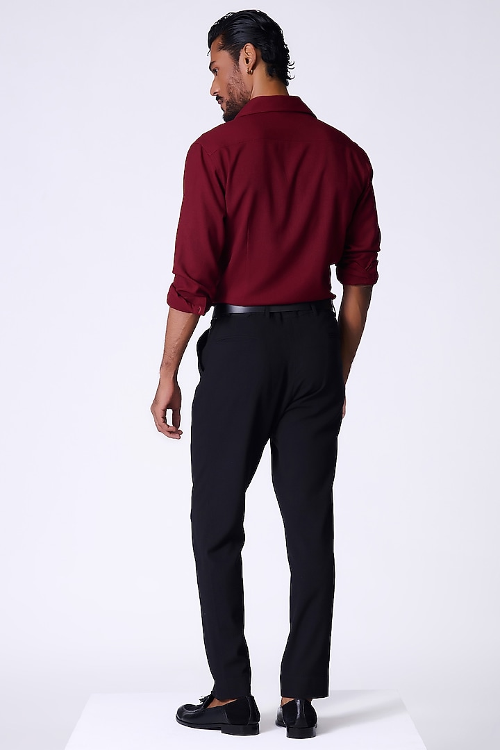 Cherry Red Rayon Blend Crested Wedding Shirt by S&N by Shantnu Nikhil Men at Pernia's Pop Up Shop
