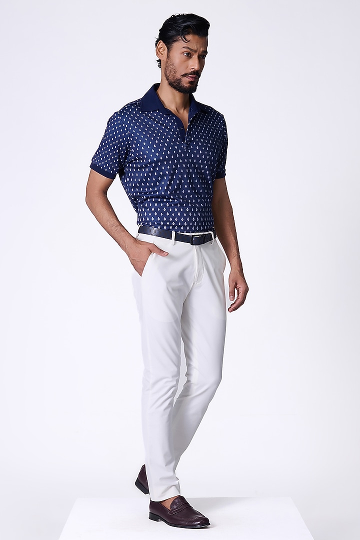 Navy Blue Crepe Jersey Adamas Printed T-Party Wear Shirt by S&N by Shantnu Nikhil Men at Pernia's Pop Up Shop