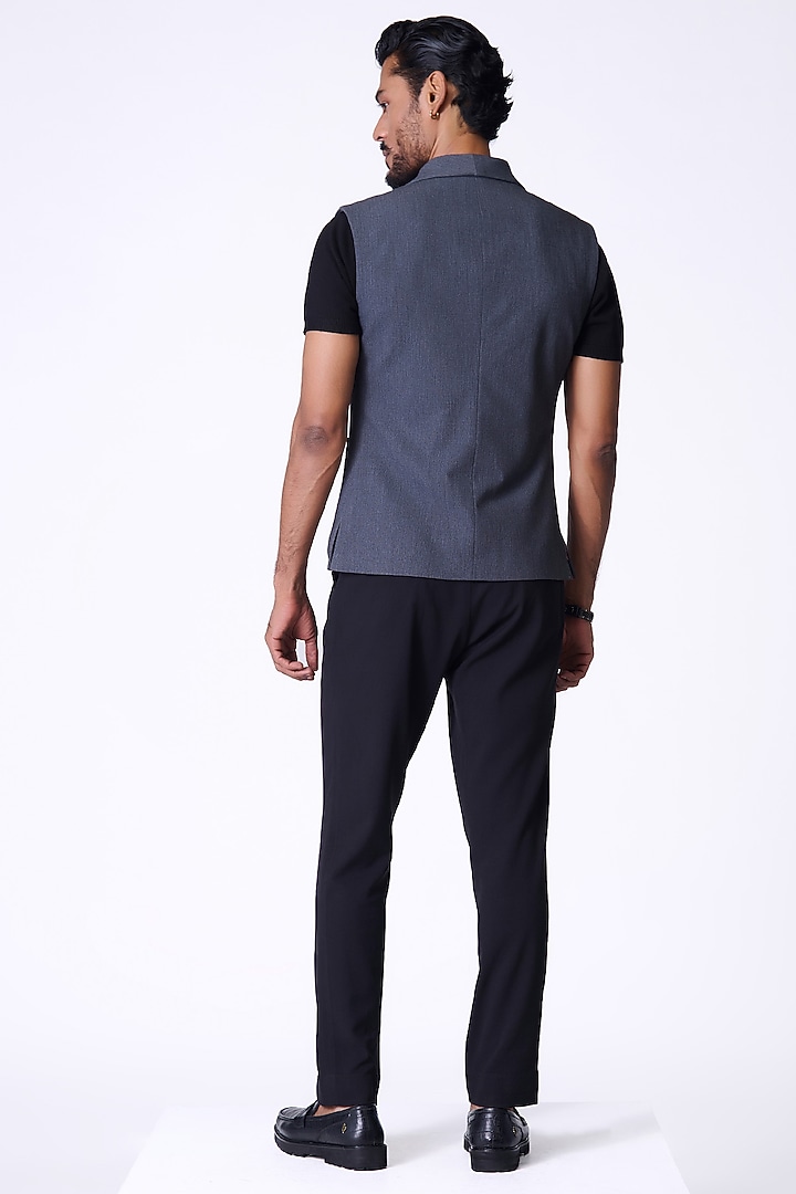Grey Cotton Blend Crested Waistcoat by S&N by Shantnu Nikhil Men at Pernia's Pop Up Shop