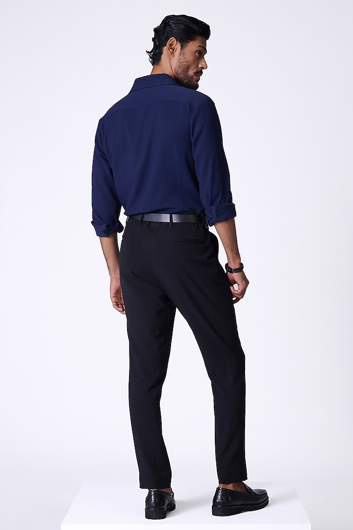 Navy Blue Viscose Wedding Shirt by S&N by Shantnu Nikhil Men at Pernia's Pop Up Shop