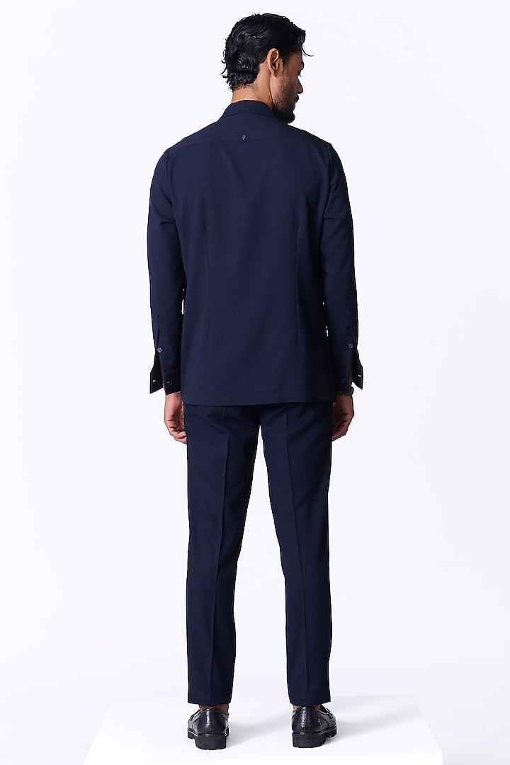 Navy Poly Blend Utility Jacket by S&N by Shantnu Nikhil Men at Pernia's Pop Up Shop
