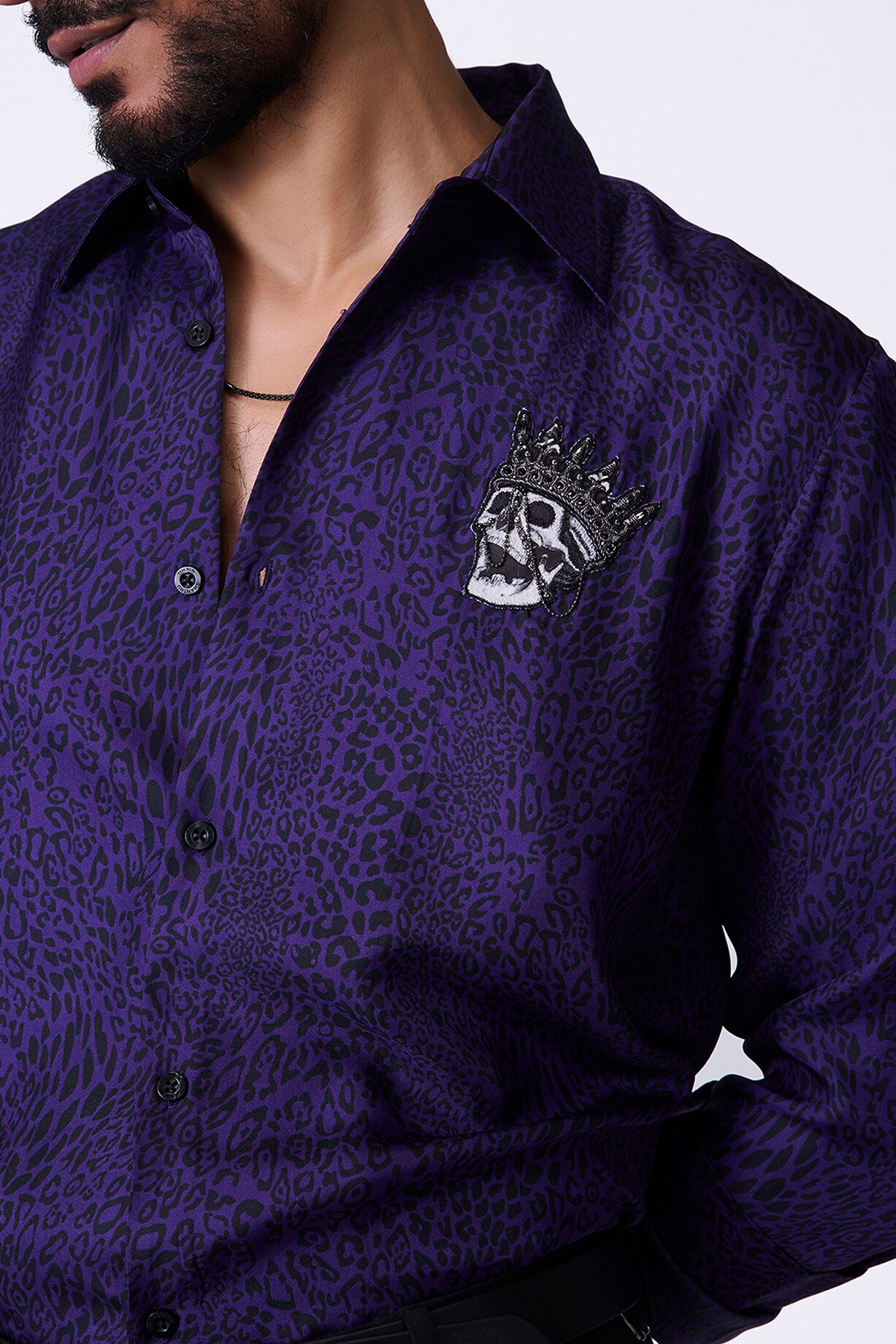 open lace back dress Hi-Tie Black Dinner Shirt Purple Floral Silk Men's Long Sleeve Shirts, M