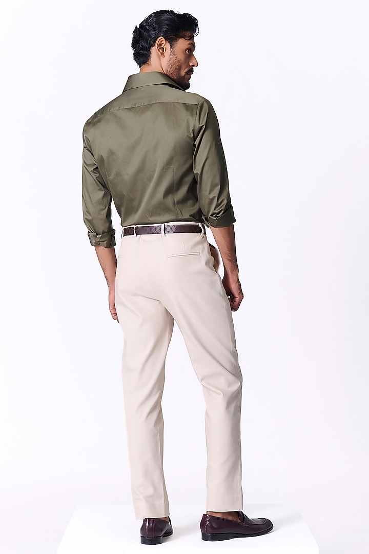 Olive Giza Cotton Embroidered Party Wear Shirt by S&N by Shantnu Nikhil Men at Pernia's Pop Up Shop
