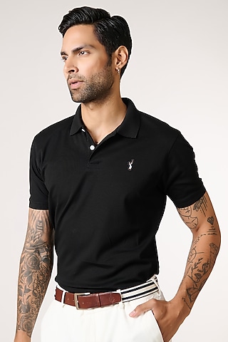Black Giza Cotton T-Shirt by S&N by Shantnu Nikhil Men