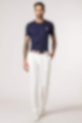 Navy Viscose Nylon Spandex T-Shirt by S&N by Shantnu Nikhil Men at Pernia's Pop Up Shop