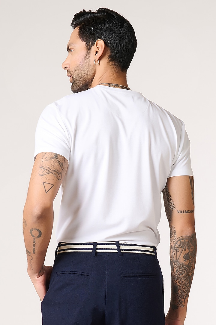 Off-White Viscose Nylon Spandex T-Shirt by S&N by Shantnu Nikhil Men at Pernia's Pop Up Shop