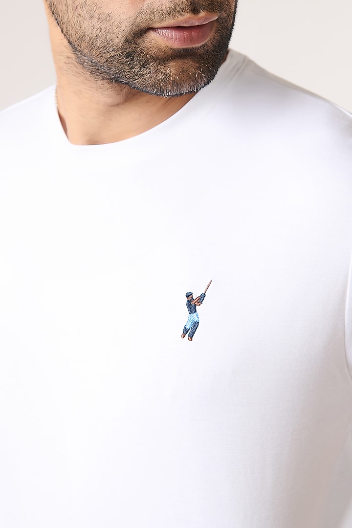 Off-White Viscose Nylon Spandex T-Shirt by S&N by Shantnu Nikhil Men at Pernia's Pop Up Shop