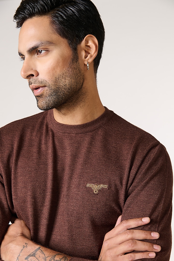 Choco Merino Wool Sweater by S&N by Shantnu Nikhil Men at Pernia's Pop Up Shop
