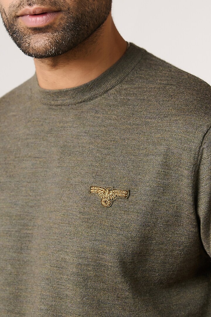Olive Merino Wool Sweater by S&N by Shantnu Nikhil Men at Pernia's Pop Up Shop