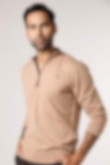 Beige Merino Wool Jumper by S&N by Shantnu Nikhil Men at Pernia's Pop Up Shop