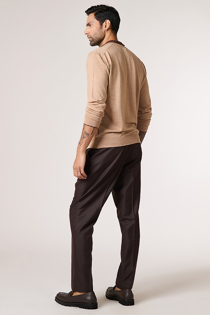 Beige Merino Wool Jumper by S&N by Shantnu Nikhil Men at Pernia's Pop Up Shop
