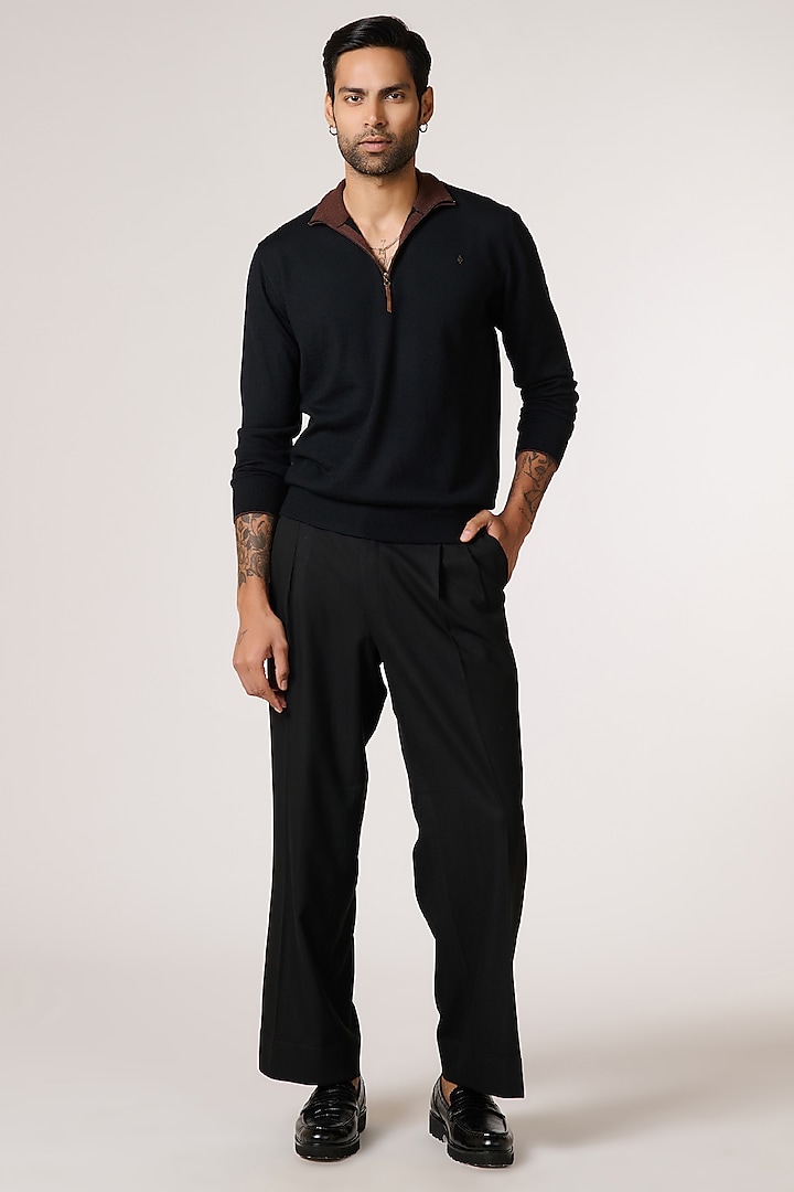 Black Merino Wool Jumper by S&N by Shantnu Nikhil Men at Pernia's Pop Up Shop