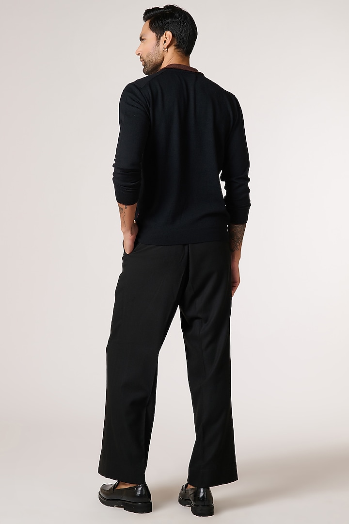 Black Merino Wool Jumper by S&N by Shantnu Nikhil Men at Pernia's Pop Up Shop
