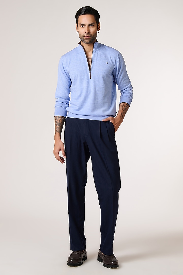 Light Blue Merino Wool Jumper by S&N by Shantnu Nikhil Men at Pernia's Pop Up Shop