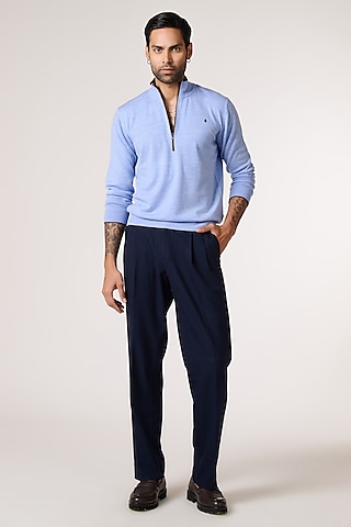 Light Blue Merino Wool Jumper by S&N by Shantnu Nikhil Men