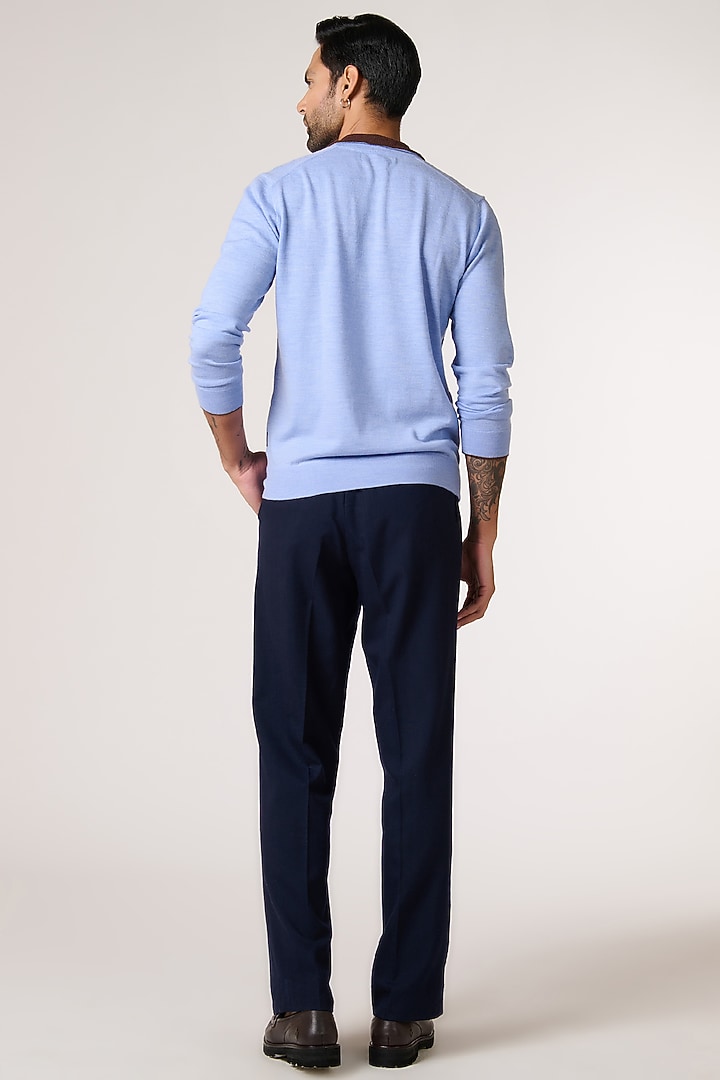 Light Blue Merino Wool Jumper by S&N by Shantnu Nikhil Men at Pernia's Pop Up Shop