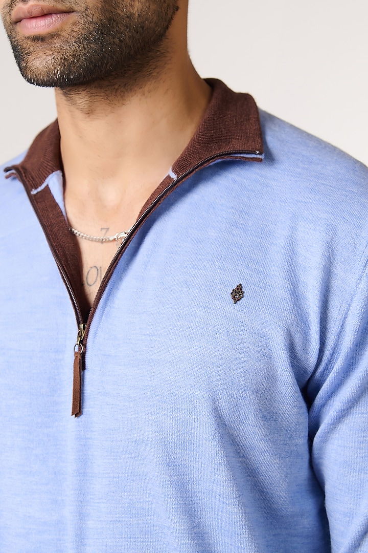 Light Blue Merino Wool Jumper by S&N by Shantnu Nikhil Men at Pernia's Pop Up Shop